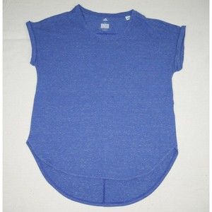 Adidas T-Shirt Size Medium Blue Basic Crew Neck Cuffed Sleeve High-Low